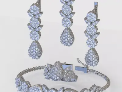 Ring Bracelet Earring and Pendant Set 3D printable model 0117 3D Model Pack