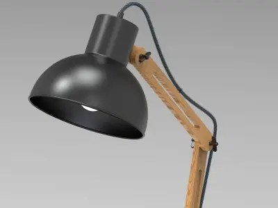 Adjustable wooden desk lamp 3D model