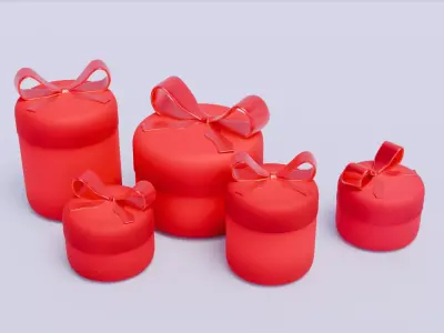 Red Gift Boxes Set Low-poly 3D model