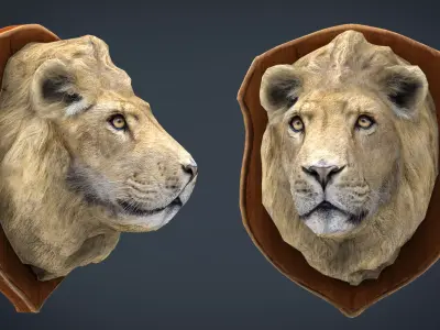 LION TROPHY Low-poly 3D model