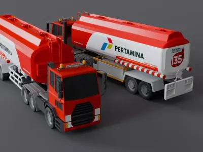 Indonesia Pertamina Petrol Tanker Car 070518 Low-poly 3D model