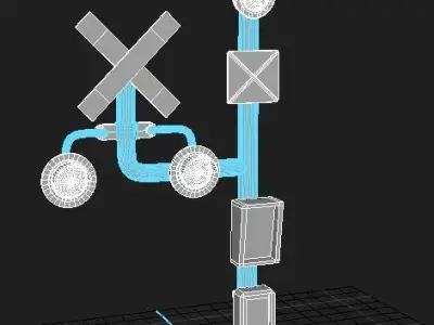 Railway Crossing PBR Low-poly 3D model