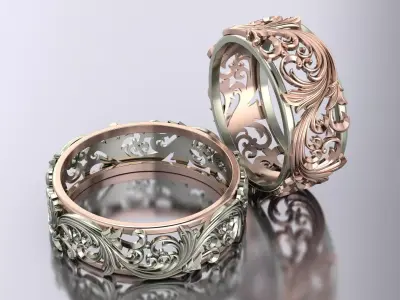 openwork wedding rings 3D print model