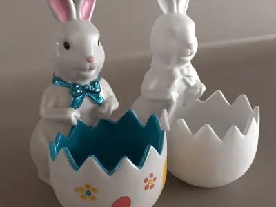 Easter Bunny Pot urn Planter Candy Dish 3D print model