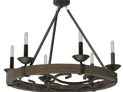 Lincolnville 6-Light Candle-Style Wagon Wheel Chandelier 3D model