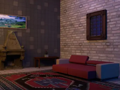 living room obj fbx mb ma  Low-poly 3D model