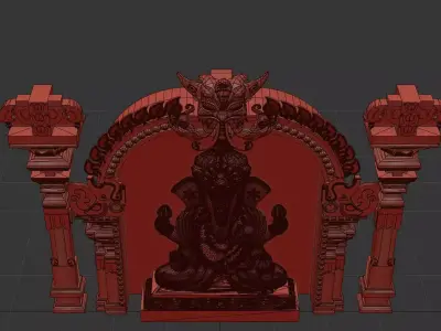 Indian Hindu Temple Gopuram Mantapam Props  Low-poly 3D model