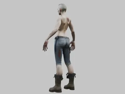Young Zombie Woman with Buzz Cut - 3D Model Low-poly 3D model