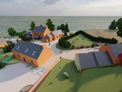 Village life 3D model design Low-poly 3D model