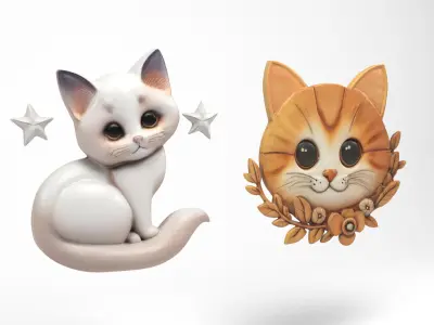 Cats wall decoration Low-poly 3D model
