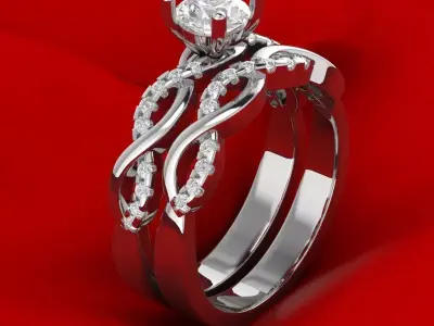 Luxury Engagement twin rings 3D Model Pack