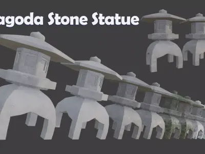 Pagoda Stone Statue Low-poly 3D model