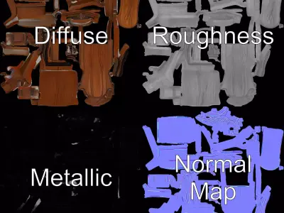 Ornate Wooden Throne model pack Low-poly 3D model