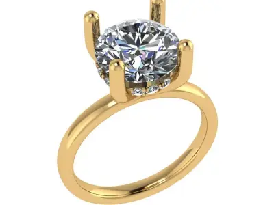 Solitaire hidden halo style diamond ring 3D print model