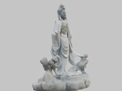 Guanyin Statue Chinese Goddess of Mercy 3D Model Low-poly 3D model