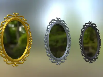 Collection of Oval Mirror Frames 3D model