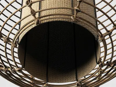 Lamp wicker branch rattan sphere 3D model