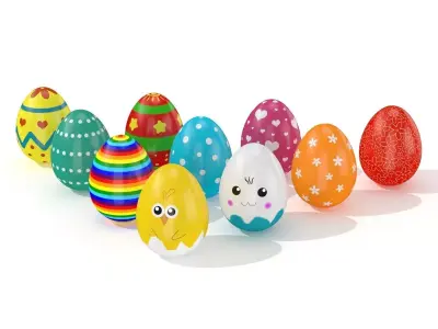 Easter eggs 10 Styles Low-poly 3D model
