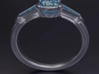 Elegant Blue Topaz Engagement Ring 3D model for animation 3D model