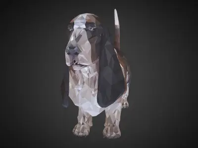 Dog Basset Hound Low Polygon Art Farm Animal Low-poly 3D model