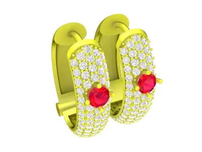 A6673 Luxury Diamond Women Hoop Earrings 3D Model 3D print model