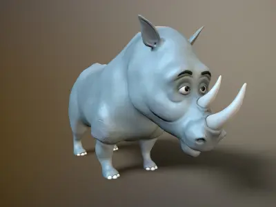 cartoon rhino Low-poly 3D model