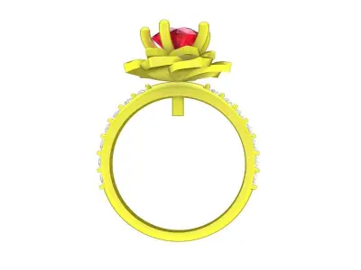 A4633 Diamond Flower Women Ring 3D Model 3D print model