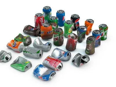 Crumpled Soda Can Low-poly 3D model