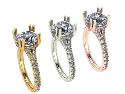 Cathedral split shank diamond ring 3D print model