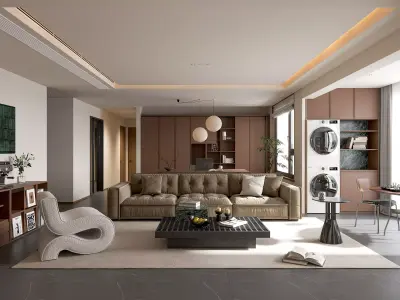 Modern living room 3D model  3D model