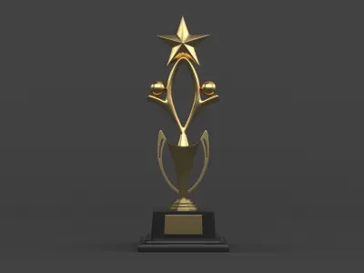 Gold Trophy Cups 3D model 23