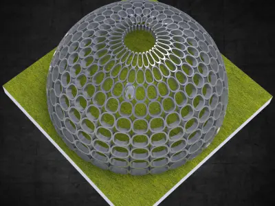 Dome structure with round panels geodesic shape Low-poly 3D model