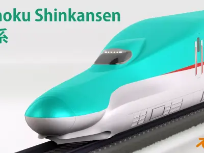 Japan Shinkansen E5 High-speed Bullet Train Low-poly 3D model