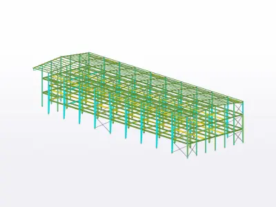 Industrial steel warehouse 3D model