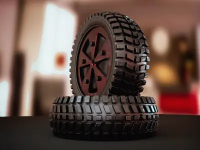 Realistic car tire wheel 3D model