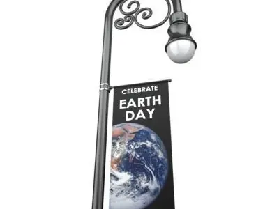 Street Lamp With Banner 3D model