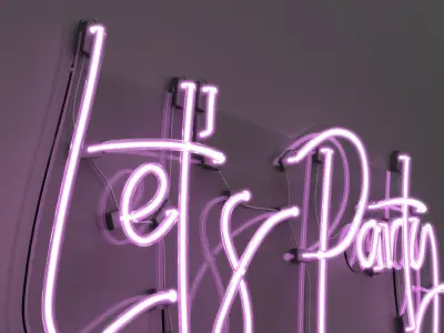Lets Party - Neon Sign 3D model
