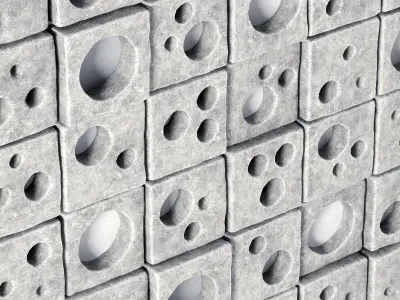 Stone panel cube hole 3D model