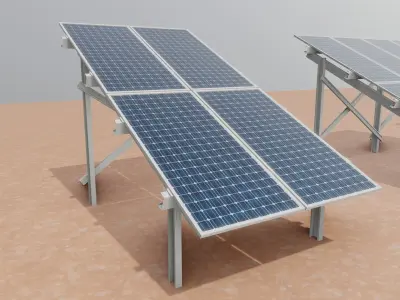 Low Poly Fixed System Solar Energy Pack Low-poly 3D model
