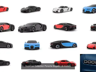Supercar Collection Porsche Bugatti  3D Model Pack