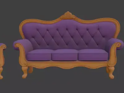 Cartoon sofa set 3D model get
