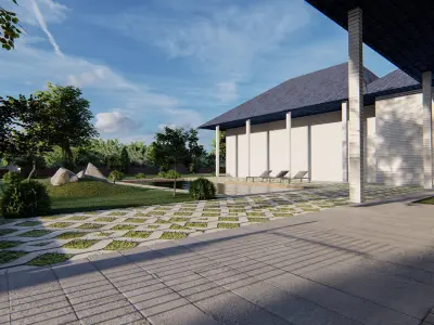 BACKYARD DESIGN OF MODERN HOUSE 3D model