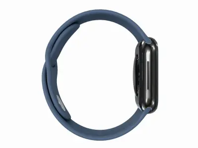 Apple Watch 7- Silver Stainless Steel Case Abyss Blue Sport Band Low-poly 3D model
