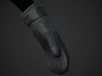 Green And Black Snowboard Gloves  Low-poly 3D model