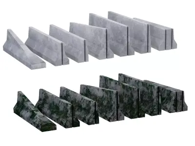 Road concrete barrier set Low-poly 3D model