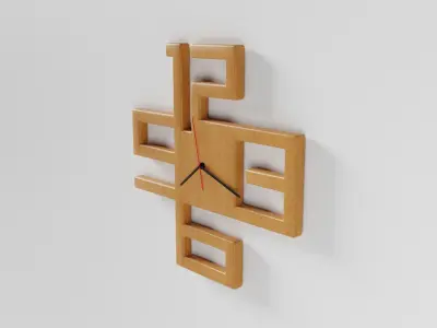 Wooden wall watch clock Low-poly 3D model