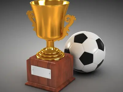 Gold Cup and Soccer Ball Low-poly 3D model