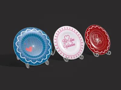 Valentines Day Decoration Plates Low-poly 3D model