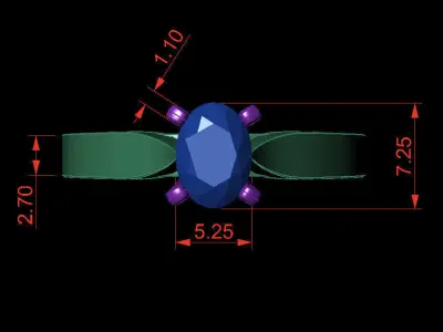 OVAL 0-75-CT Flat Profile Round Shank Width 2-4mm 3D print model