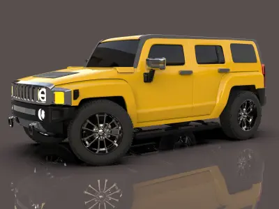 Hummer H3 high Poly Model Low-poly 3D model
